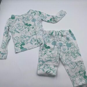 Disney Kids Pajama Set - White and Green Mickey and Friends Design